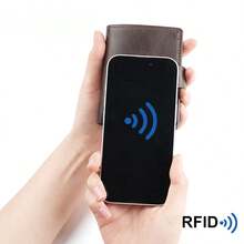 RFID Solid Color Men's Wallet, Vintage Style Clutch Purse, Coin Pouch, Large Capacity Card Holder