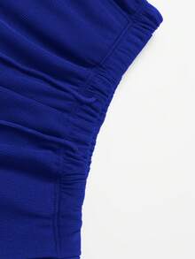 大码女式抽绳腰带口袋运动裤，适合健身、跑步、户外和休闲穿着 - 寶藍色 - 查看 9