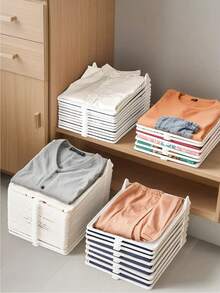 1pc/5pcs White Clothes Folding Board, Clothes Folding Tool For Wardrobe Organization, Slouchy Folding Board For Sweaters, T-Shirts And Shirts, Closet Divider And Garment Folder, Lightweight, Durable, Easy To Use, Space-Saving Home Organizer, Quick Folding Guide For Wardrobe Classification, Perfect For Travel, Dorm, And Small Living Spaces, Effortless Stackability, Keeps Wardrobe Tidy And Accessible, Gentle On Fabrics, Everyday Use - White - View 7