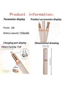 可充电二合一眉毛剃须刀和毛发剃须刀，带 LED 灯，面部脱毛器，无痛去除桃色绒毛、面部毛发、眉毛、唇毛 - 彩色 - 查看 12