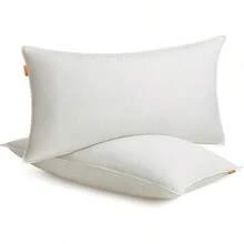 SONGMICS HOME Juego de 2 Almohadas, Alternativa de Plumón, King Size, Hotel, 92 x 51, Dureza Media, Dormir de Lado, Blanco Nube TBP033W01 - Rey - Ver 4