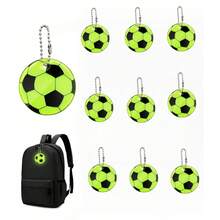 10 piezas Etiquetas de llavero de fútbol reflectantes por ambos lados | Colgante de llavero de mini fútbol, resistente al agua y duradero - Adecuado para mochilas, bicicletas, caminar y correr, perfecto para ocasiones festivas - Multicolor - Ver 9