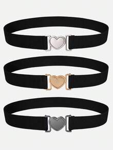 1pc Women's Elastic Waist Belt With Heart Buckle Decor, Fashion Versatile Casual Waist Band, Suitable For Dresses, Pants, Formal Wear, Valentine's Day Gift