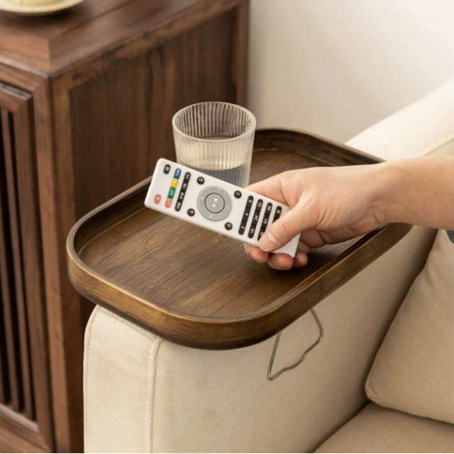 Multipurpose Bamboo Sofa Tray, Remote Control & Snack Holder, Beverage Placement & Storage Plate, Bamboo Household Storage Tray