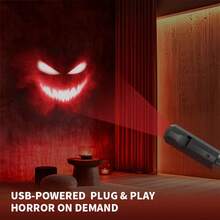 1 pièce Lampe de projection de squelette d'Halloween - Décoration de bureau/lampe à LED alimentée par USB avec lumière rouge fantomatique, maison hantée, fête, maison - Compatible avec les ports USB des ordinateurs, tablettes et smartphones - Utilisation intérieure de haute qualité, éclairage de fête, accessoires de décoration d'Halloween, design compact. Décoration d'Halloween Décoration de Noël Décoration d'Action de grâce Mariage Décoration d'intérieur Décoration d'automne Décoration d'automne Décorations d'anniversaire Fournitures de fête Décoration intérieure et extérieure Jardin Décoration de fête Décoration murale Ornements d'Halloween - Noir - Voir 1
