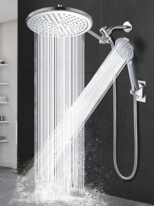 (2-Piece Set, Overhead Shower + Handheld Shower) 9-Inch High Pressure Shower Combo Set, With Handheld Shower Head, Large Panel High Pressure Rainfall Shower Head. Suitable For Shower Room, Bathroom, Commercial Hotel, Home Use. Great Gift For Holidays, Commuting.