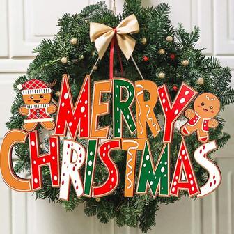 1pc Merry Christmas Door Decorations Gingerbread Man Wooden Sign Door Hanging Christmas Ornament Xmas Front Door/Wall Decor Party Supplies Home Decor Christmas Decorations Room Decor