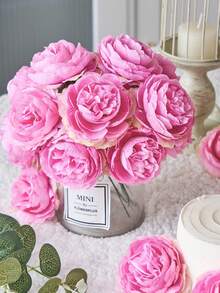 6/12/30 peças de flores artificiais de peônia, cabeças de flores de peônia simuladas com hastes para decoração de festa de casamento, decoração de bolo e centro de mesa de sala de estar, plantas artificiais, decoração de outono, quarto, mesa, decoração de jardim, itens de decoração de quarto, dia dos namorados, presentes de aniversário e formatura - Multicolorido - Ver 11