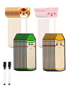 hoojojo 10 Peças de Cartões com Formato de Lápis, Cartões Apagáveis DIY, 4 Cores, Cartões da Sorte, Cartões Surpresa, Cartões com Escrita de Lápis, Jogos de Aprendizagem, Adereços Interativos para Sala de Aula, Adequados para Salas de Aula, Famílias, Papelaria, Materiais Didáticos