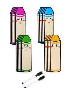 hoojojo 10 Peças de Cartões com Formato de Lápis, Cartões Apagáveis DIY, 4 Cores, Cartões da Sorte, Cartões Surpresa, Cartões com Escrita de Lápis, Jogos de Aprendizagem, Adereços Interativos para Sala de Aula, Adequados para Salas de Aula, Famílias, Papelaria, Materiais Didáticos