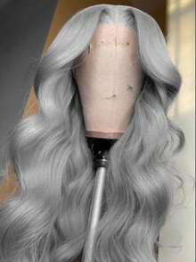 Grey 13x4 HD Transparent Body Wave Lace Front Wigs Human Hair Pre Plucked Bleached Knots 180 Density Brazilian Virgin Glueless Wigs Human Hair With Baby Hair Water Wave Human Hair Wig For Women 40inch - Grey - View 2