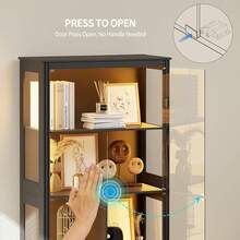 71" Tall Lighted Display Curio Cabinet With Glass Doors,Glass Curio Cabinet With 3 Color Sensor Lights,7-Tier Display Case With Removable Shelves,Storage Cabinet For Collectibles,White - màu đen - Xem 4