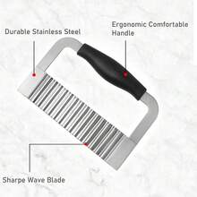 Heavy Duty Stainless Steel Wavy Potato Slicer, Wavy Cutting Chopping Tool With Wooden Handle, Suitable For Carrots & Vegetables - Multicolor - View 8