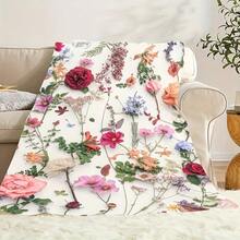 A Comfortable Bohemian Vintage Wildflower Blanket,Super Soft Flannel Printed  Blanket,As Birthday Gifts, Family, Wedding, Souvenir Blankets, Polyester Blankets Suitable For All Seasons, Washable, Machine Washable, Lightweight, Breathable, Comfortable, Warm, Unique, 280gsm For Him, Her Personalized Ideal Gifts For Her, Him, Family, Boyfriend, Girlfriend, Father, Family, Mother, Lover, Daughter, Son, Grandfather, Grandmother, Teacher,Doctor, Nurse,Friend, Classmate, Pet.Perfect Nap, Camping, Travel, Home, Daily Life, Office Decoration, Birthday, Anniversary, Valentine's Day, Thanksgiving, Graduation Season,Christmas, Halloween, Mother's Day, Father's Day, Wedding, New Year Gifts ,Sofa,Bed,Car,Bedroom,Living Room,Office,  Outdoor Camping, Beach,Wall Decoration - 多色4 - 查看 3