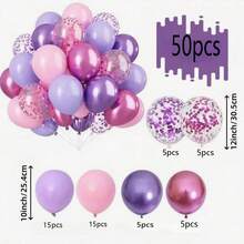 16/50/40/70 pièces Ballons en latex rose et violet, tailles 12" et 10", rose métallique et violet, convient pour l'anniversaire de fille, baby shower, mariage, fête des mères, Pâques, Noël, fête de princesse, anniversaire, remise des diplômes, pendaison de crémaillère et fête de filles, anniversaire - Multicolore - Voir 5