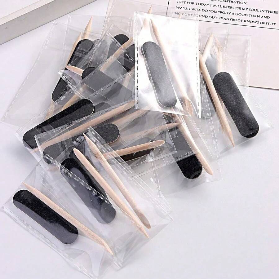 20-Pack Portable Nail Cleaning Kit, Black Double Sided Mini Nail File And Cuticle Stick Manicure Supplies Pedicure Tools Nail Supplies,Nail Supplies,Nail Tools,Nail Art Tools,Back To School,Nails,Nail Tools For Press On Nails - màu đen - Xem 1