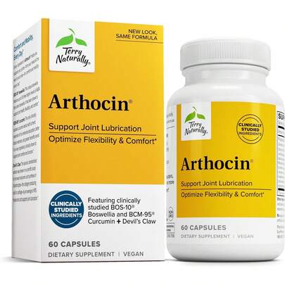 Terry Naturally Arthocin - Boswellia Serrata Capsules With Devil's Claw & Curcumin - Supplement To Support Joint & Spine - Herbal Supplement Aids Comfort & Absorption - 60 Capsules