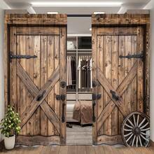2 Pieces Of Rustic Barn Door Curtains For Home Decoration, 3D Wooden Gate Privacy Protection Sunshade Curtains, Easy To Install With Rod Design, Suitable For Living Room, Bedroom, Farmhouse, Study, Holiday Activity Scene Decoration, Suitable For All Seasons, Country Style Lover Gift,Halloween Decorations - 彩色 - 查看 3