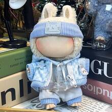 Ropa de muñeca de 6.69 pulgadas, compatible con Labubu, 1 set de accesorios - Sombrero de cubo de moda, top, pantalones con tirantes, mono, adecuado para muñecas de 6.69 pulgadas, accesorios lindos de BuLabu para jugar y exhibir (muñeca no incluida)