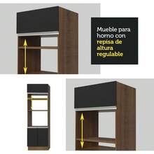 Cocina integral completa modular Madesa Glamy 290cm color negro marrón diseño contemporáneo muebles de cocina almacenamiento eficiente funcionalidad premium calidad superior ideal para hogar organización estilo moderno práctico combinado - Negro y Morrón - Ver 5