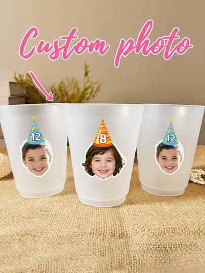 12 piezas de pegatinas de fotos personalizadas, pegatinas de fotos personalizadas, adecuadas para botellas de agua, decoraciones de cumpleaños, regalos creativos, exquisitas y elegantes, adecuadas tanto para hombres como para mujeres, opción de regalo ideal, regalo sorpresa, regalo personalizado, pegatinas de decoración navideña