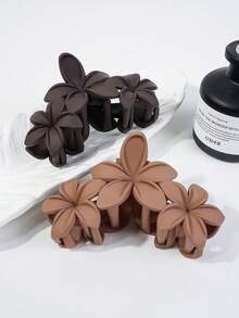 2 pezzi Eleganti fermagli per capelli floreali - Fermagli per capelli di grandi dimensioni opachi, design di fermagli per capelli floreali neri e marrone scuro, adatti come accessori per abbigliamento autunnale/invernale da donna, fermagli per capelli carini, versatili per vari stili di acconciatura, fermagli per capelli resistenti con finitura lucida, accessori per capelli Fermagli a pinza eleganti per capelli invernali
