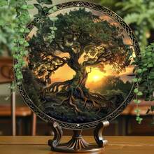 Vintage Tree Of Life Round Aluminum Wall Art, High-Quality 2D Print Decorative Sign Perfect Gift For Housewarming & Art Lovers--Wall Sculptures - Multicolor - View 6