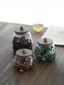 1個透明玻璃罐帶蓋,用於存放糖果、茶、堅果或禮物 - 無色 - 查看 9