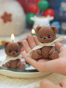 1/2pcs Realistic Teddy Bear Shaped Scented Candle, Cute Souvenir Gift, Handmade Luxury Bear Candle, Couple Gift, Wedding Favor, Home Decor, Wedding Small Gift - Multicolor - View 10