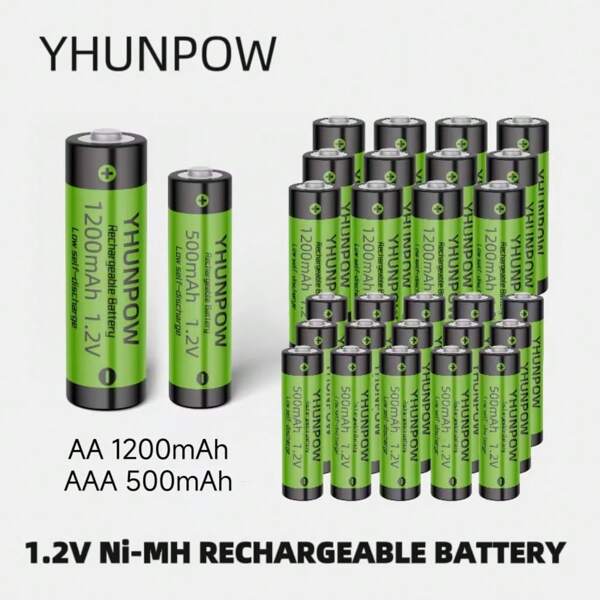 YHUNPOW 1,2V Ni-MH wiederaufladbare Batterie AA & AAA, Hochleistung, langanhaltend, langanhaltende Leistung, hohe Kompatibilität, schnelles Aufladen, lange Lebensdauer