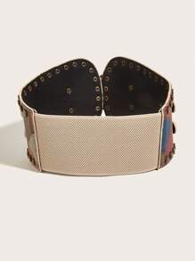 1pc Women's Multi-Color Studded Western Style Elastic Waist Belt Halloween Costume