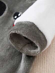 男婴可爱考拉耳角设计保暖长袖连体衣，秋冬季