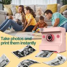 儿童相机即时打印套装，儿童即时打印相机，1080P高清数码相机，相机套装，便携式玩具，含3卷打印纸，圣诞节、生日和新年礼物，适合3-12岁男孩女孩的理想儿童玩具礼物 - 多色 - 查看 8