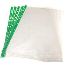 100 Plastic Wallets A4 Poly Punched Pockets Glass Clear Heavy Duty Strong Filing Document Sleeves - 1 - View 7