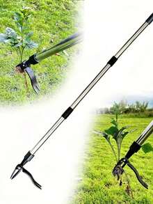 1 件重型不锈钢金属除草器，带 4 爪头 - 符合人体工程学的全钢手柄，无需弯曲、拉动或跪下即可轻松去除杂草 - 适用于后院、草坪和花坛的园艺工具，立式除草工具手动拔根器可拆卸花园拔根器去除器手动无需弯曲根拔爪 - 彩色 - 查看 7