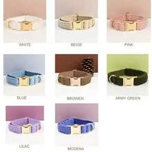 [Gold Zinc Alloy Buckle]Multi-Color Teddy Fleece Dog Collar, Pet Supplies Dog Neck Collar, Suitable For Large, Medium, Small Dog Breeds, Soft And Comfortable, Metal Buckle Easy To Fasten And Quickly Release (Due To Different Fabric Batches, There May Be Slight Color Difference, Randomly Sent) - Multicolor - View 12