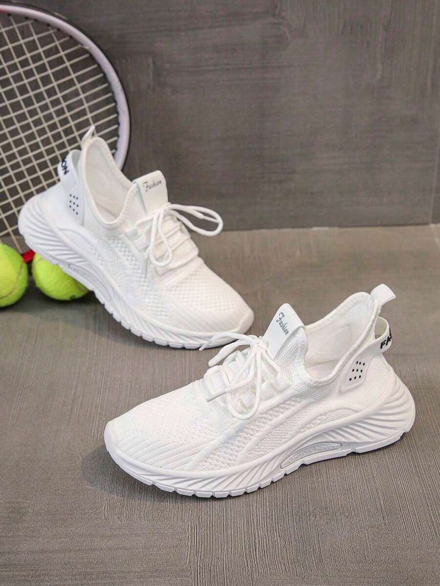 1 Pair Unisex Breathable Mesh Lace-Up Design Casual Outdoor Sports Shoes, Suitable For Summer