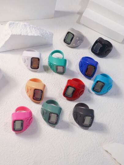 1pc/5pcs/10pcs New Finger Ring Counter, Electronic Digital Hand Tally Counter, Manual Clicker Counter With Flower/Diamond Decor, Portable Mini Thumb Tally Counter For Learning, Sports, Other Counting Activities