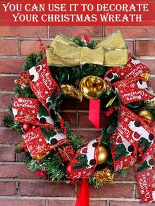3pcs/1pc - Christmas Ribbon, Red, Linen, Grey, Christmas Snowman Pattern, Vintage Style, Suitable For DIY Wreaths, Gift Wrapping, Decoration - Christmas Tree Decoration Gift Wrapping Ribbon Bow DIY Crafts - Vintage Style, Suitable For DIY Wreaths, Gift Wrapping, Decoration - Multicolor - View 9