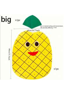 两件套菠萝水果服装套装，包含头饰，男女通用，趣味变身装扮，食物角色扮演道具，适合各种节日主题派对，节日用品