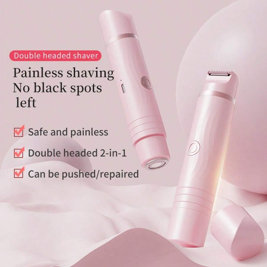 二合一女士电动修剪器 - 全身修容比基尼线/腋下/唇部/鼻毛修剪器，USB充电，无痛温和 | 便携旅行设计，女士脱毛器，鼻毛修剪器，腋毛修剪器，小巧设计，操作顺畅，结构耐用，美容和个人护理必备