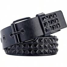 Studded Metal Punk Rock Belt With Bright Pyramid Rivets - Màu đen sang trọng - Xem 12