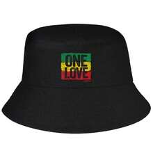 ONE LOVE Reggae Bucket Hat - Black With Green Red Yellow Stripes, Unisex Vintage Jamaican Souvenir Hat For Men Women Teens, Machine Washable Casual Outdoor Hat - 黑色 - 查看 10