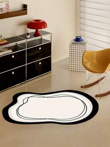 1pc Luxury French Vintage Style Area Rug, Black & White Abstract Design, Suitable For Living Room Or Bedroom Decor, Decorative Carpet, Bedroom Decor, Small Rug, Carpet, Home Decor, Living Room Carpet, Living Room Small Rug, Bedroom Carpet, Living Room Home Decor, Outdoor Rug, Washable Carpet - Multicolor - View 5