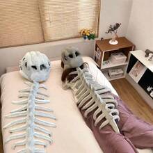 1个趣味恐龙骨架头饰帽，角色扮演服装，毛绒玩具，创意恶搞礼物，万圣节惊喜，霸王龙 - 灰色 - 查看 4