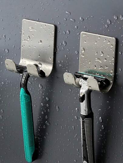 1 pieza Soporte de pared transparente para afeitadora, estante de almacenamiento de afeitadora autoadhesivo transparente para decoración del hogar, baño, decoración de otoño, regreso a clases