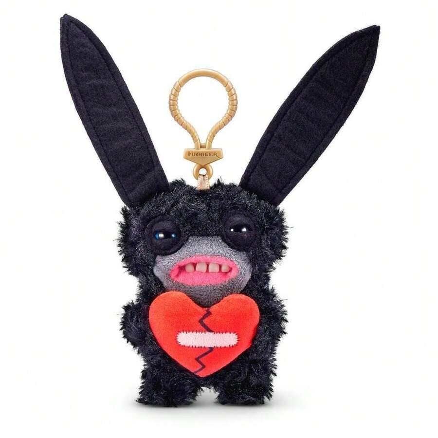Spin Master Official Funky Teeth Baby Keychain Pendant - Plush Cute Monster Doll With Teeth, Collectible, Can Be Used As Bag Accessory - 15706G Fifth Generation Keychain - Love Long-eared Rabbit Monster (Black) - View 1