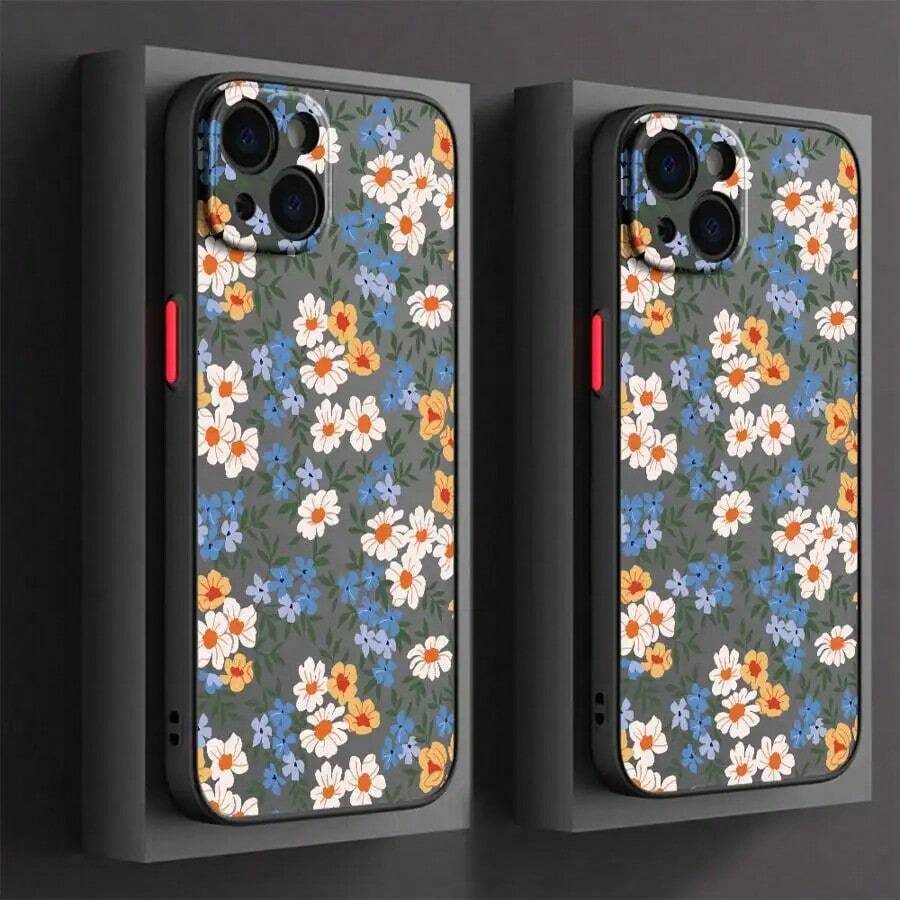 Funda protectora mate para 16 15 Pro 14 Plus 13 12 11, funda de alta calidad 11Pro 12Pro 13Pro, funda a prueba de golpes 14Pro 15Pro 16Pro con patrón natural - Colores mixtos - Ver 1