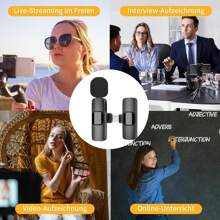 全新实时降噪迷你领夹式麦克风便携式无线领夹式麦克风兼容 iPhone 和 Android 手机