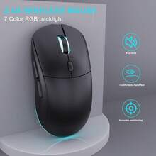 HXSJ T20 Is A 2.4G Wireless Mouse With A 6-Key Sound Office Gaming Mouse. It Features An Ergonomic Grip And A LOGO That Can Emit Light Up To 3600DP RGBChristmas - M32-black - View 4